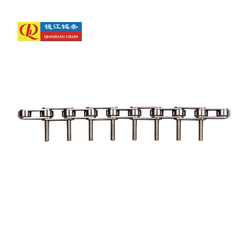 Двухшаговые конвейерные цепи из нержавеющей стали с удлиненными пальцами.