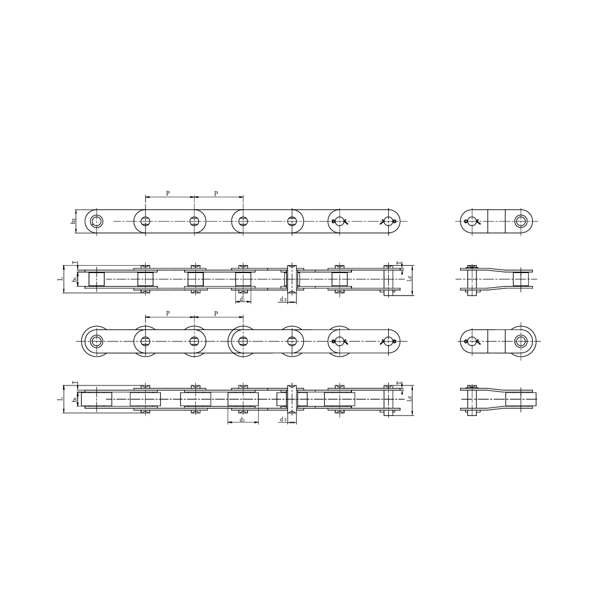 Двухшаговые конвейерные цепи из нержавеющей стали.