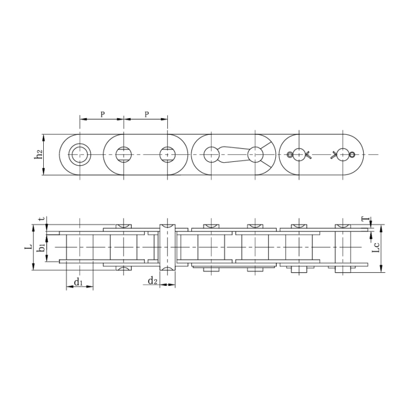 Роликовые цепи с прямой боковой пластиной (серия B)