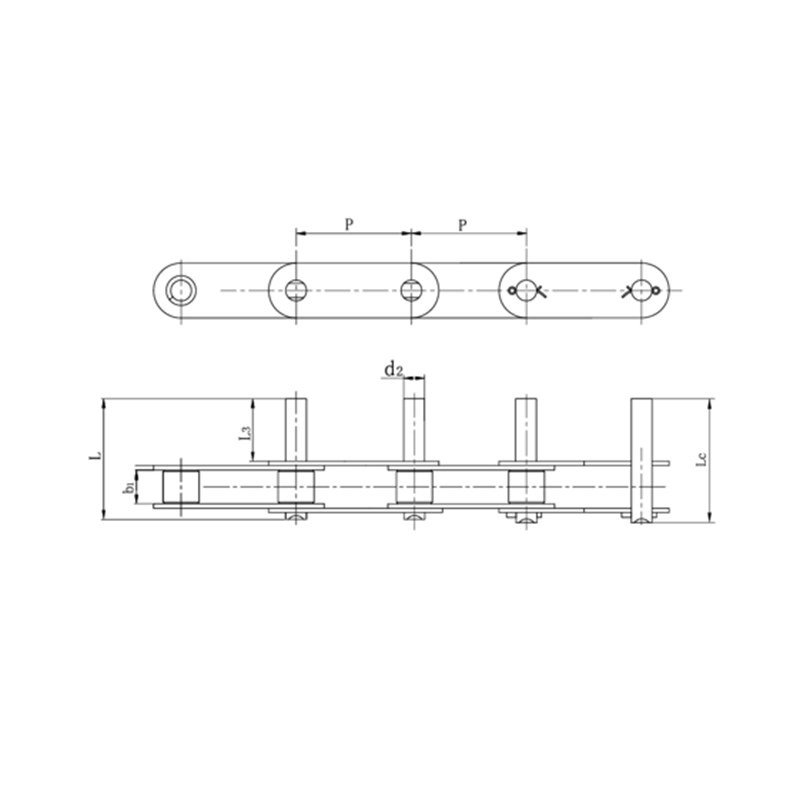 Двухшаговые конвейерные цепи с удлиненными пальцами